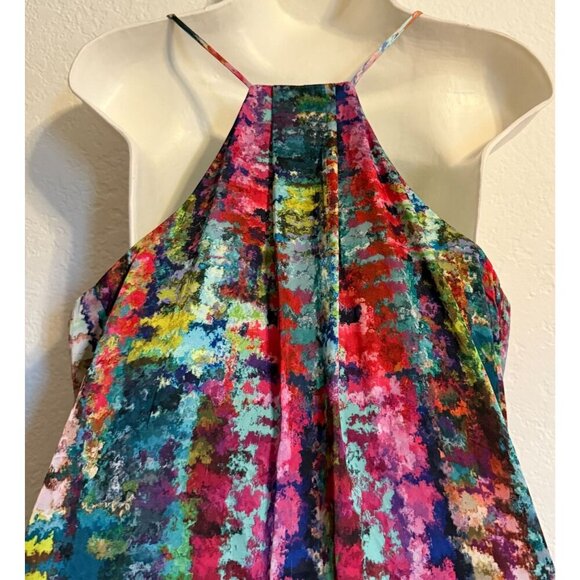 Nicole Miller New York Multicolor Halter Maxi Dress M Polyester Blend Boho Beach - Picture 7 of 16